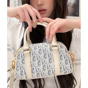 CHRISTIAN DIOR Light Blue Beige D-VIBE EAST-WEST Nano Top Handle Crossbody Bag